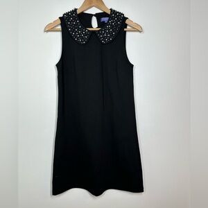 Vivienne Vivienne Tam Black Shift Dress with Beaded Peter Pants Collar XS‎
